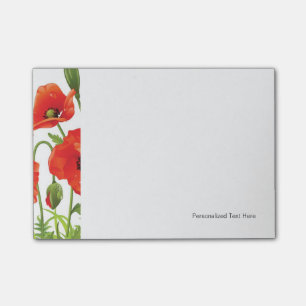 Post-it® Bordure horizontale avec pavot rouge