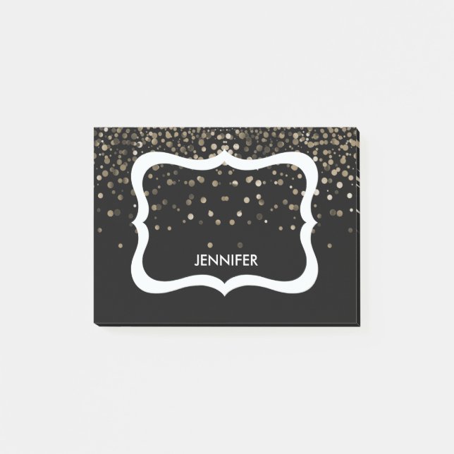 Post-it® Bordure noire et blanche personnalisée avec Partie (Devant)