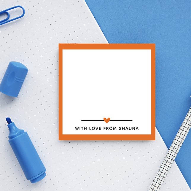 Post-it® Bordure Orange & Coeur Avec Amour De (Créateur téléchargé)