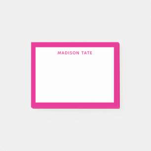 Post-it® Bordure rose chaud moderne Monogramme professionne