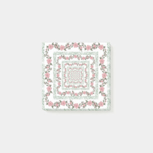 Post-it® Bordure rose verte Retro Y2K les années 70 Motif d