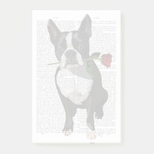 Post-it® Boston Terrier avec Rose à la bouche