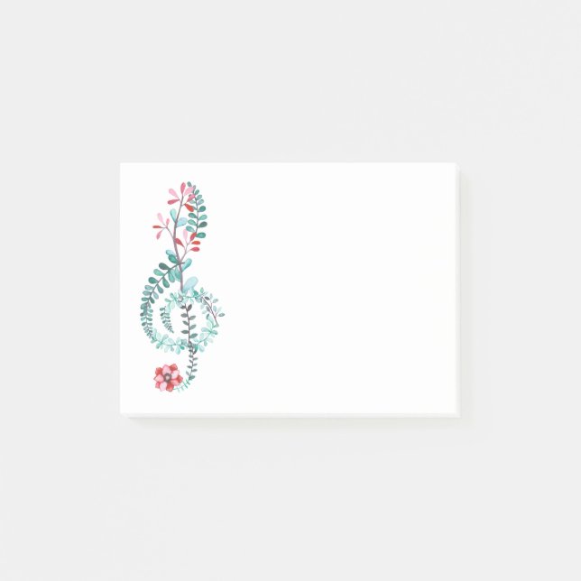 Post-it® Botanique Treble Clef Musicien Cadeau Musique Love (Devant)