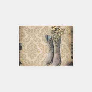Post-it® Botte de cow-boy de l'ouest de la lavande Damas