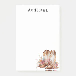 Post-it® Bottes florales de cowgirl Nom personnalisé