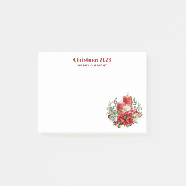 Post-it® Bougies aquarelles et Noël de Poinsettia (Devant)