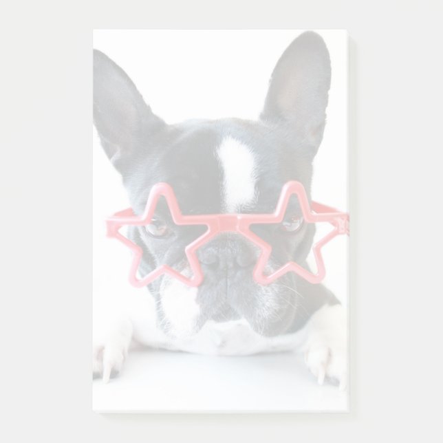 Post-it® Bouledogue français avec les verres rouges (Devant)