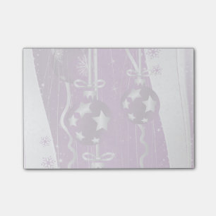 Post-it® Boules de Noël violettes et grises étoiles et floc