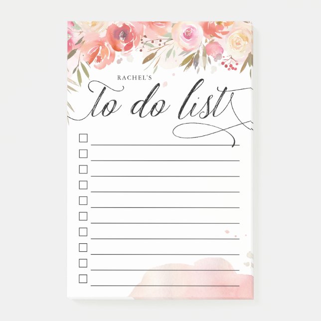 Post-it® Bouquet Blush Personnalisé Lined To Do List (Devant)