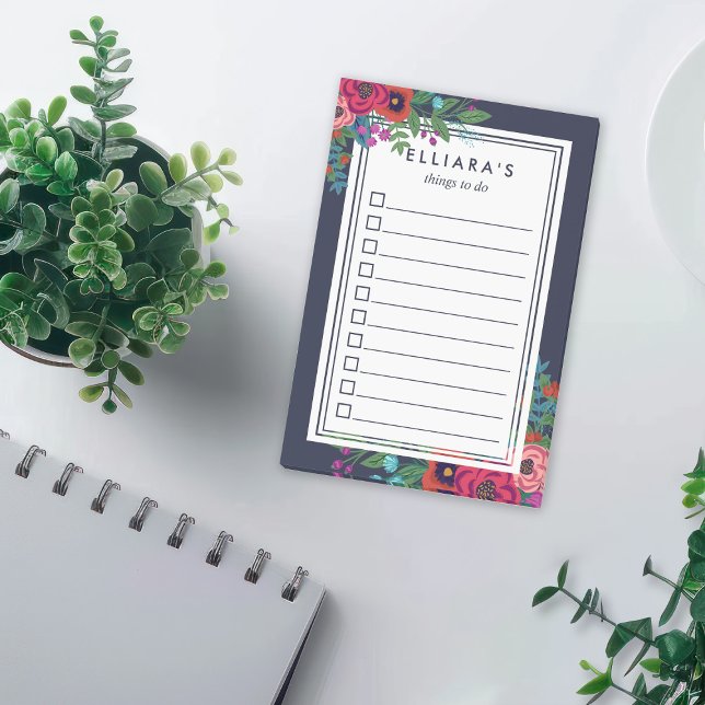 Post-it® Bouquet Boho Vibrant Nom Personnalisé À Faire List (Créateur téléchargé)