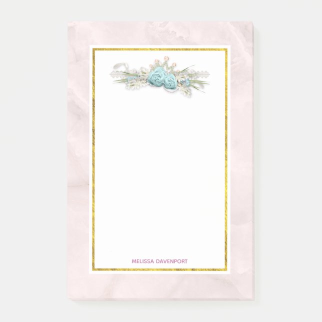 Post-it® Bouquet de fleurs de Roses bleus et de Couronne (Devant)