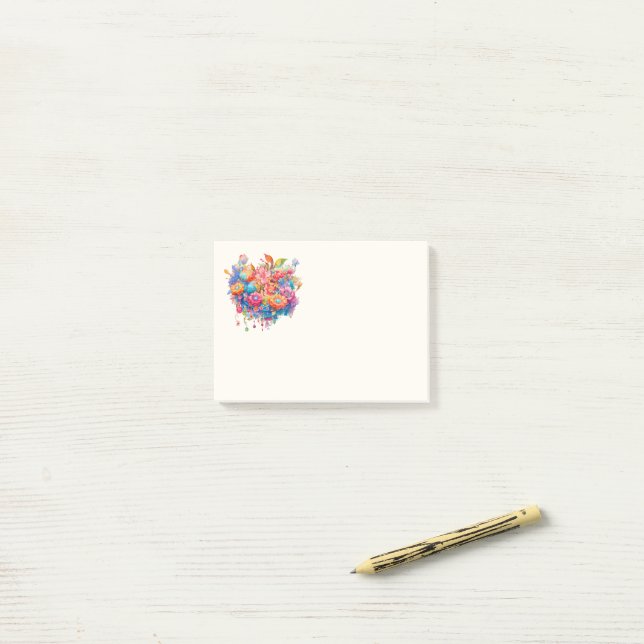 Post-it® Bouquet de fleurs d'été Whimsical Boho (Sur un bureau)