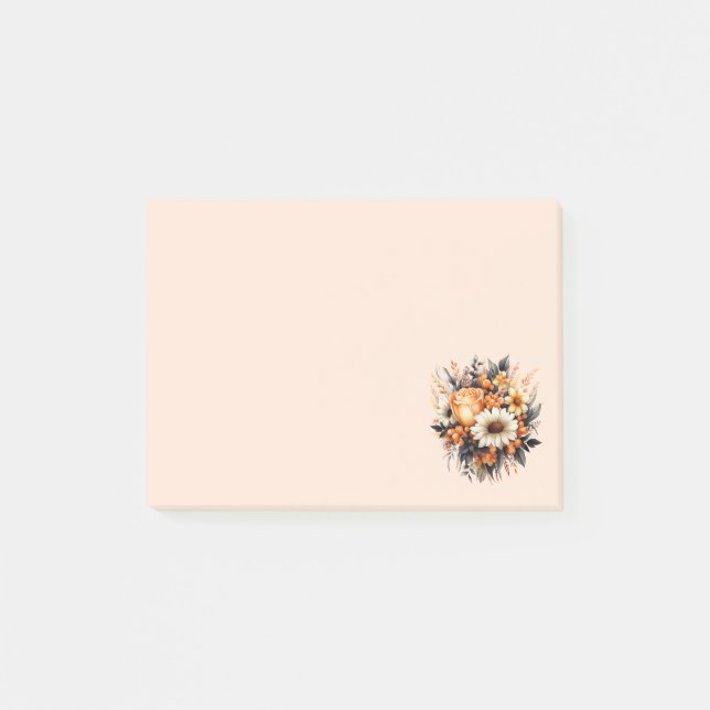 Post-it® Bouquet de fleurs gris-jaune orange (Devant)