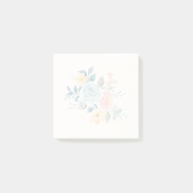 Post-it® Bouquet de fleurs rose et bleu élégant (Devant)