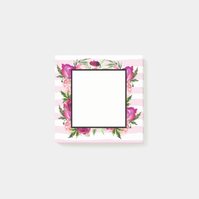 Post-it® Bouquet de fleurs roses et coquelicots sur bandes  (Devant)