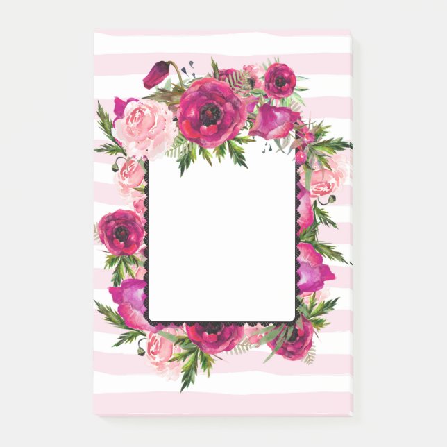 Post-it® Bouquet de fleurs roses et coquelicots sur bandes  (Devant)