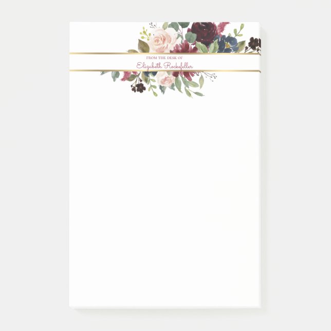 Post-it® Bouquet floral Boho Gold Boho de la marine Bourgog (Devant)