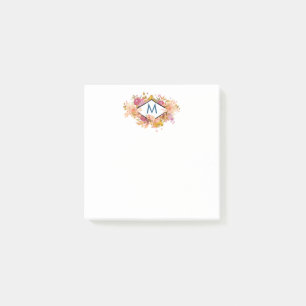 Post-it® Bouquet floral orange et rose avec cadre diamant