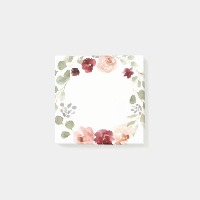 Post-it® Bourgogne et guirlande florale d'eucalyptus (Devant)