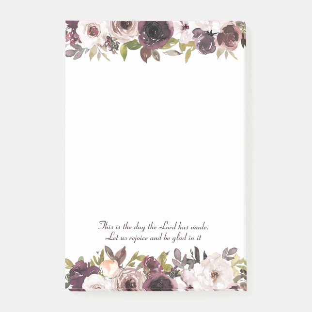 Post-it® Bourgogne ivoire floral chrétien Bible Verse (Devant)