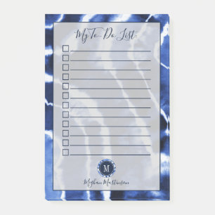 Post-it® Bouteille en marbre bleu Aquarelle Monogramme à f