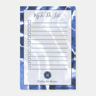 Post-it® Bouteille en marbre bleu Aquarelle Monogramme à fa