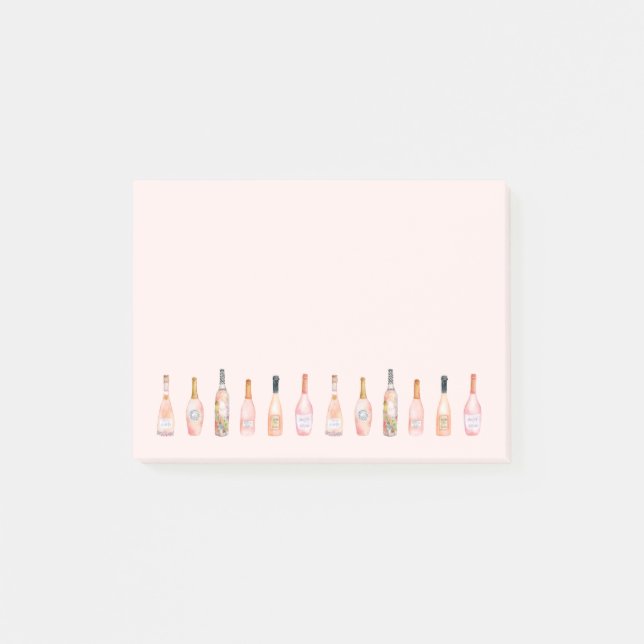 Post-it® Bouteilles de vin rosé rose aquarelle illustration (Devant)
