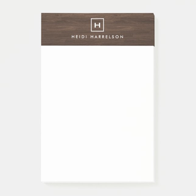 Post-it® BOX LOGO avec VOTRE INITIAL/MONOGRAM sur le bois B (Devant)