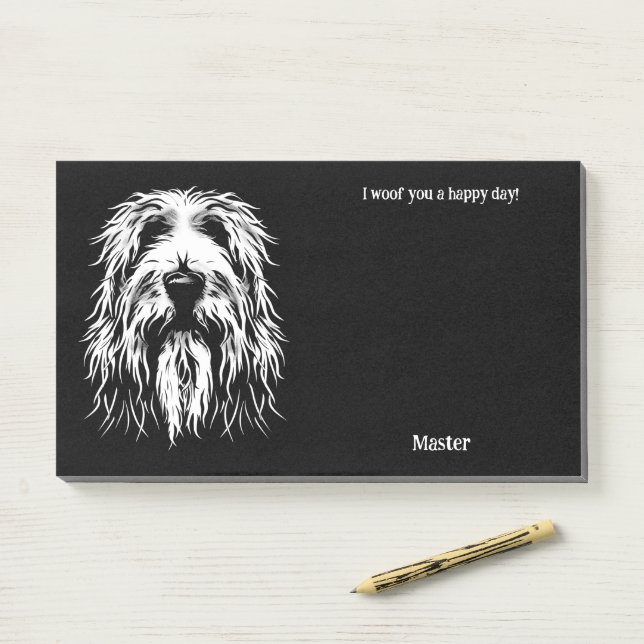 Post-it® Briard Art Abstrait Nom du chien (Sur un bureau)