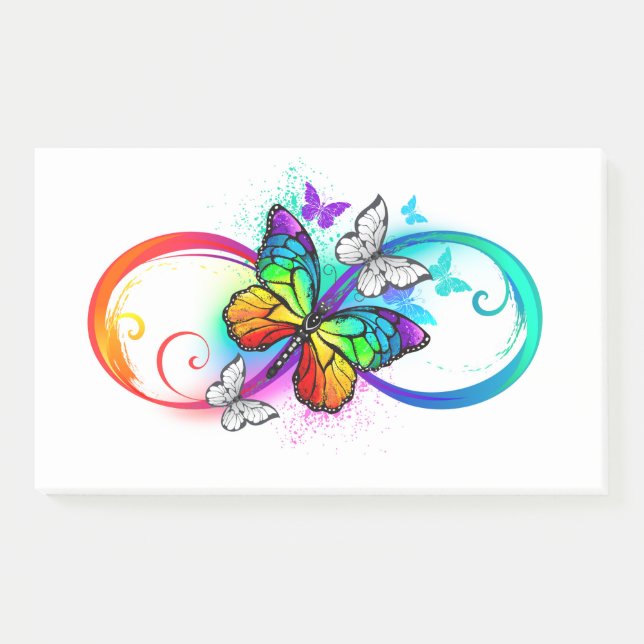 Post-it® Bright infinity with rainbow butterfly (Devant)