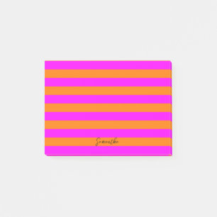 Post-it® Bright rose orange rayures avec lignes personnalis