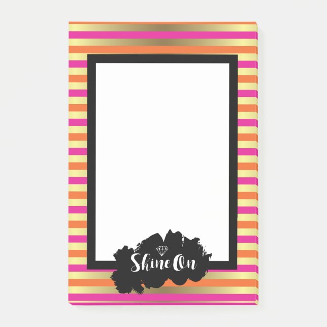 Post-it® Briller Sur Orange Rose & Faux Gold Metallic (Devant)