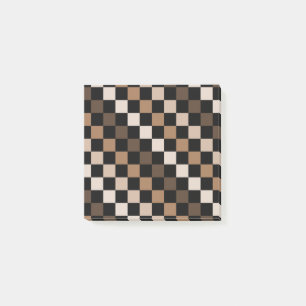 Post-it® Brown noir À damiers minimaliste Rétro