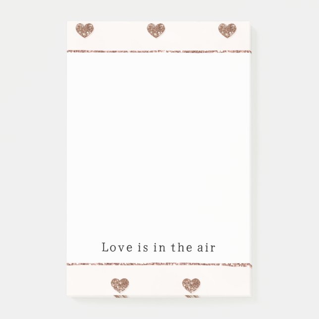Post-it® Brown Sugar Blush Pink Glitter Hearts  (Devant)