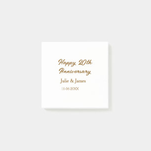 Post-it® Brun doré joyeux 20e anniversaire nom datsimple