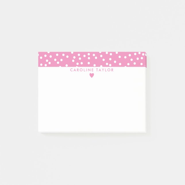 Post-it® Bubblegum Pink Coeur & Dots mignon fille (Devant)