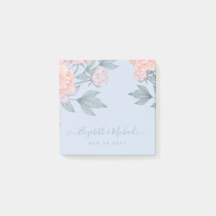 Post-it® Budget Pêcher Floral Dusty Blue Sage Mariage feuil