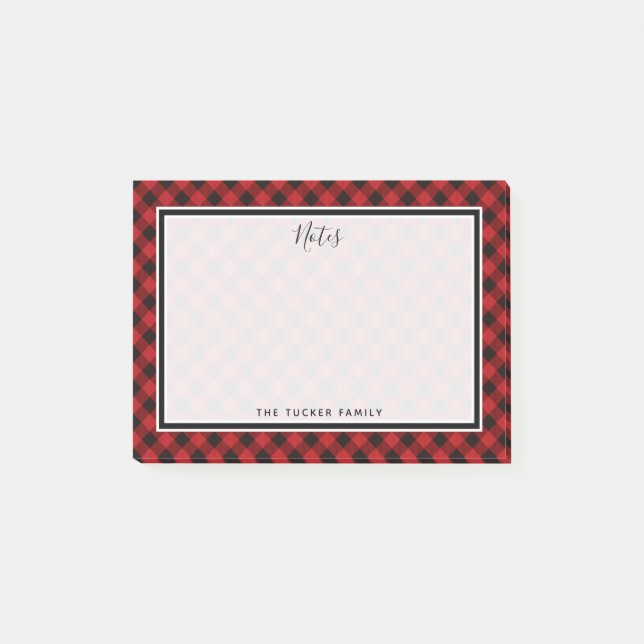 Post-it® Buffalo Check Christmas Plaid Red and Black (Devant)