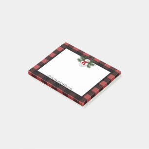 Post-it® Buffle Snowman Souriant Plaid Personnalisé