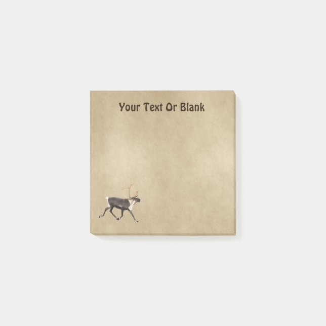 Post-it® Bull Caribou (Reindeer) Sur Ancien Papier (Devant)