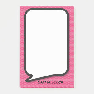 Post-it® Bulle de bande dessinée personnalisée Pink Fun
