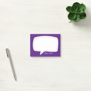 Post-it® Bulle de discussion violette personnalisée au nom