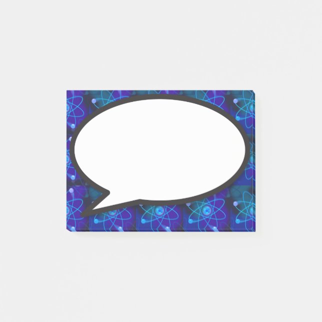 Post-it® Bulle de parole de structure atomique bleue Scienc (Devant)