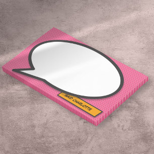 Post-it® Bulle de texte personnalisée Fun Comic Book Rose