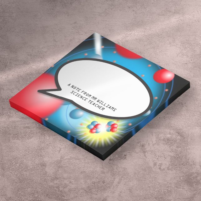 Post-it® Bulle de texte Séparation de l'atome Professeur de (Splitting the Atom Speech Bubble Science Teacher Post-it Notes)