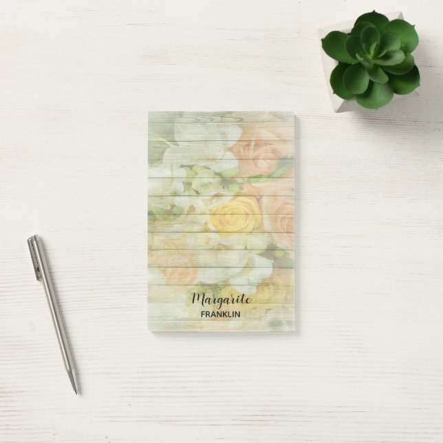 Post-it® Bureau à domicile personnalisé Motif en bois flora (Bureau)