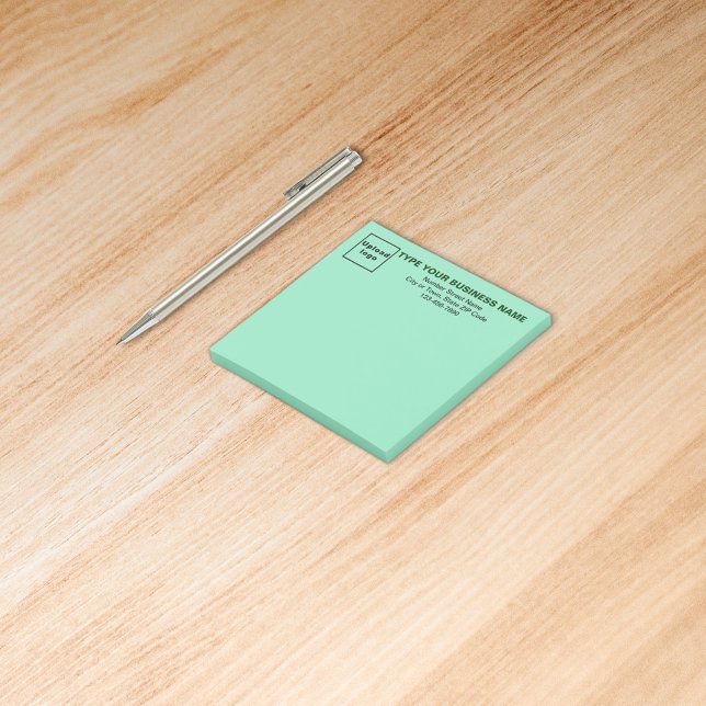Post-it® Business Light Carré Turquoise poster sa note (Build brand name awareness. Your business brand on heading of light teal green square post it note.)