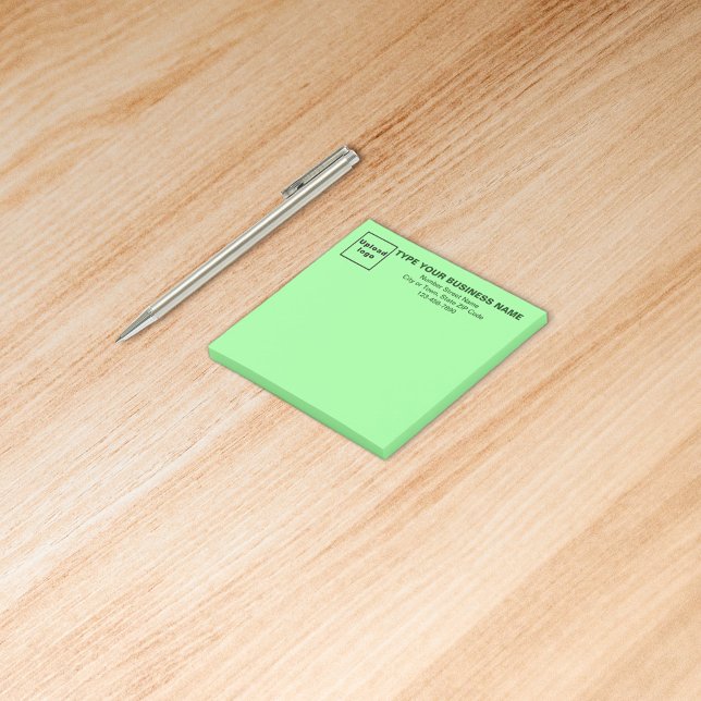 Post-it® Business Light Green Carré poster sa note (Build brand name awareness. Your business brand on heading of light green square post it note.)