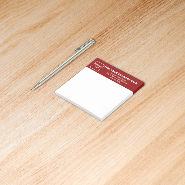 Post-it® Business Red Heading White Carré poster une note (Build brand name awareness. Your business brand on red heading of square post it note.)