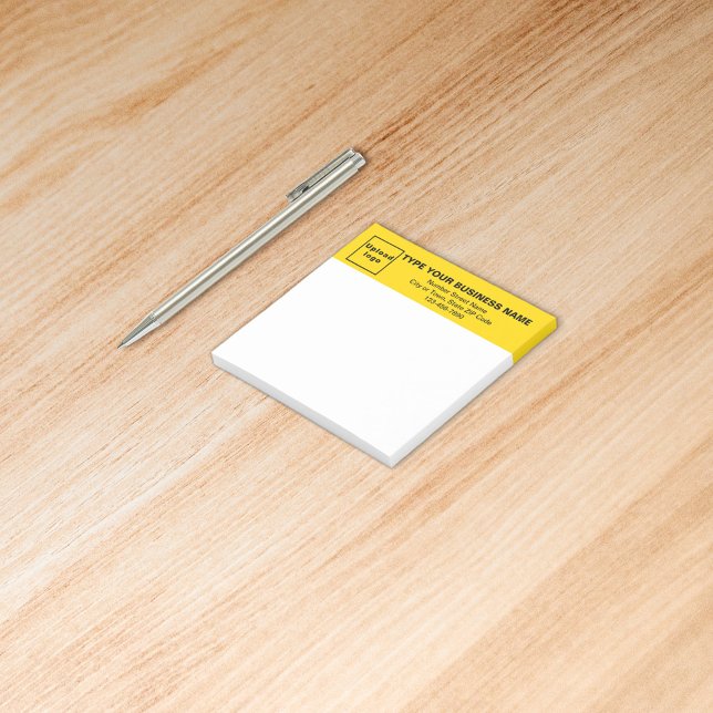 Post-it® Business Yellow Heading White Carré (Build brand name awareness. Your business brand on yellow heading of square post it note.)